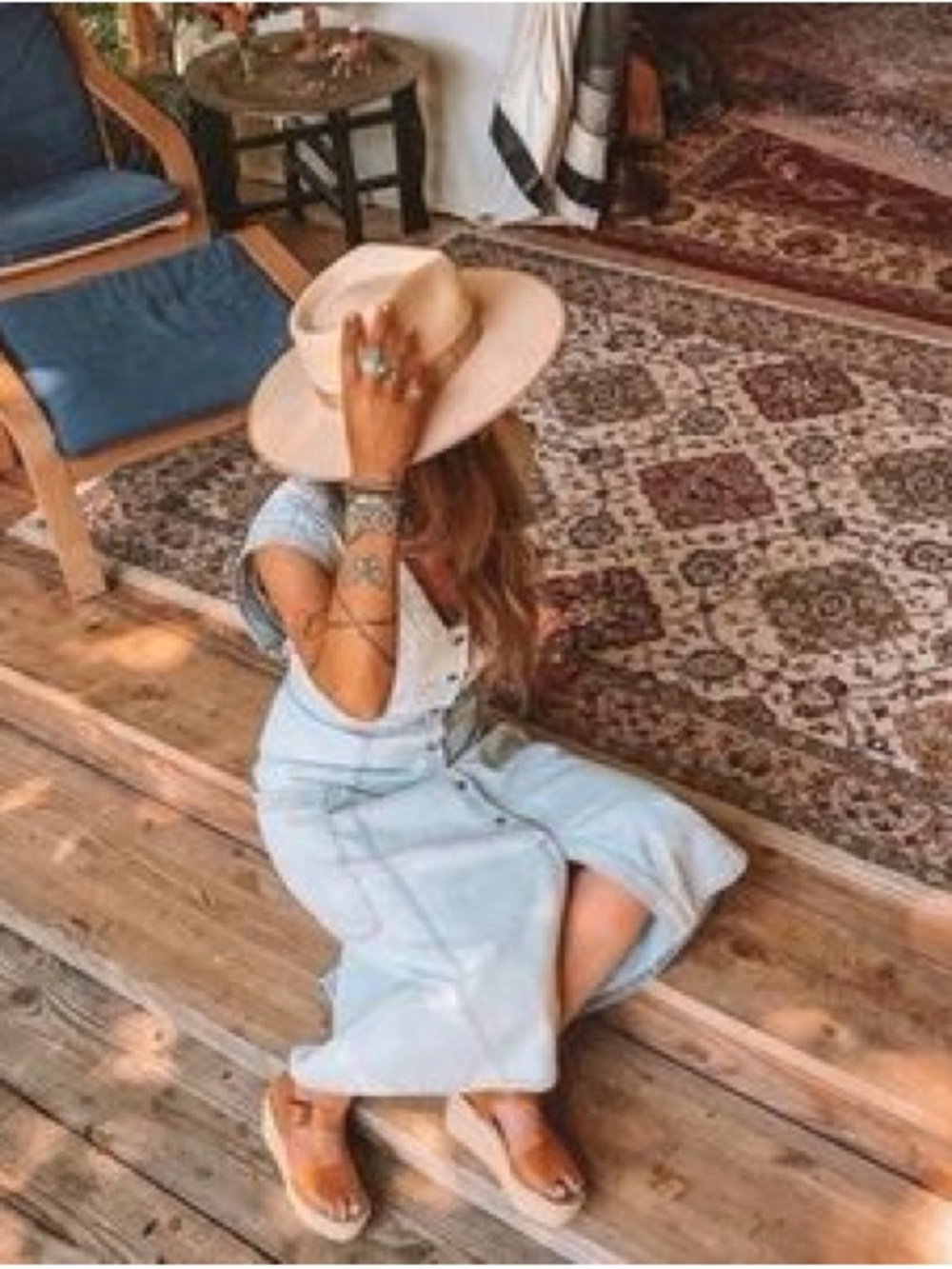 Happy Nature by Kate Hudson Denim Midi Dress 12 Light Wash Button Front Pockets